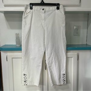 White Women's Capris with Stud Detail